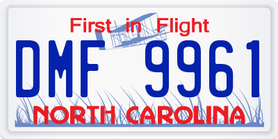 NC license plate DMF9961