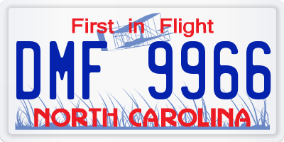NC license plate DMF9966