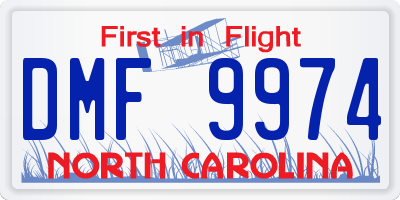 NC license plate DMF9974