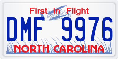 NC license plate DMF9976