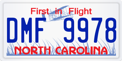 NC license plate DMF9978