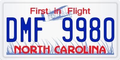 NC license plate DMF9980