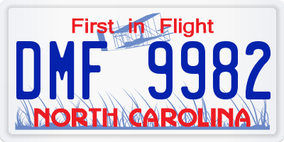 NC license plate DMF9982