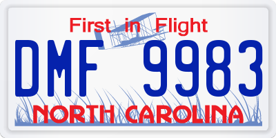 NC license plate DMF9983
