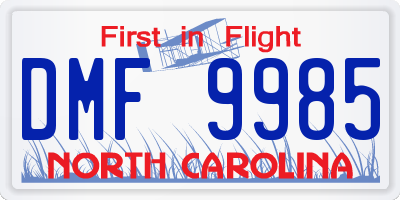 NC license plate DMF9985