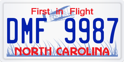 NC license plate DMF9987