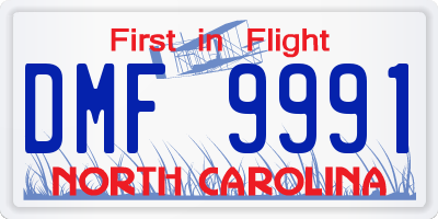 NC license plate DMF9991