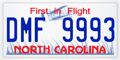 NC license plate DMF9993