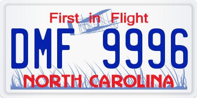 NC license plate DMF9996