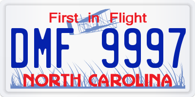 NC license plate DMF9997