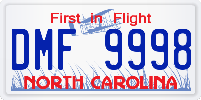 NC license plate DMF9998