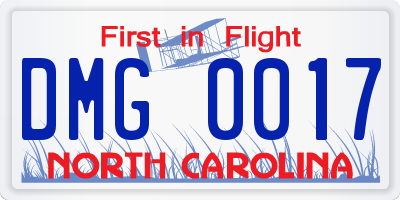 NC license plate DMG0017