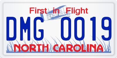 NC license plate DMG0019