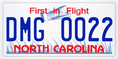 NC license plate DMG0022