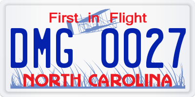 NC license plate DMG0027