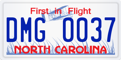 NC license plate DMG0037