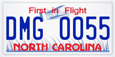 NC license plate DMG0055