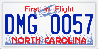 NC license plate DMG0057