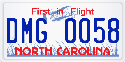 NC license plate DMG0058