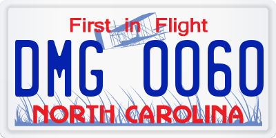 NC license plate DMG0060