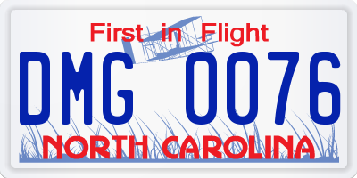 NC license plate DMG0076