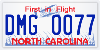 NC license plate DMG0077