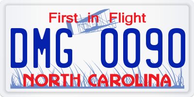 NC license plate DMG0090