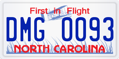 NC license plate DMG0093
