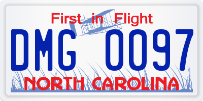 NC license plate DMG0097