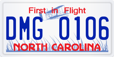NC license plate DMG0106