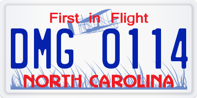 NC license plate DMG0114