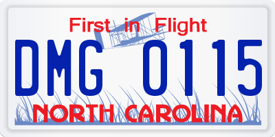 NC license plate DMG0115