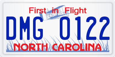 NC license plate DMG0122