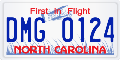 NC license plate DMG0124