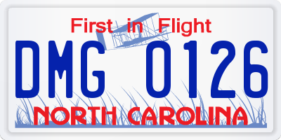 NC license plate DMG0126