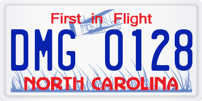 NC license plate DMG0128