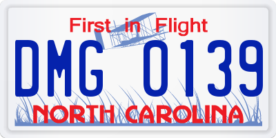 NC license plate DMG0139