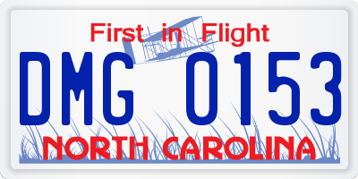 NC license plate DMG0153