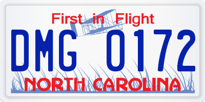 NC license plate DMG0172