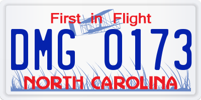 NC license plate DMG0173