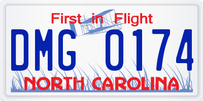 NC license plate DMG0174