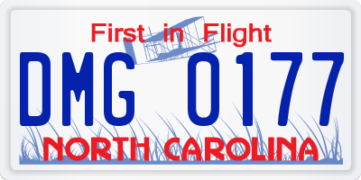 NC license plate DMG0177
