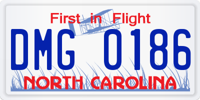 NC license plate DMG0186