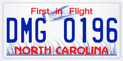 NC license plate DMG0196