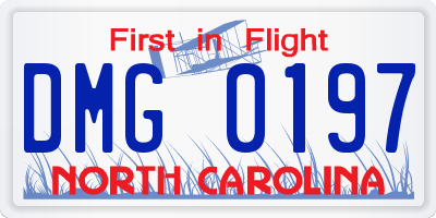 NC license plate DMG0197