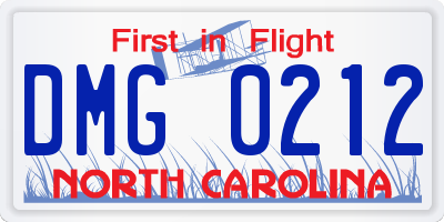 NC license plate DMG0212