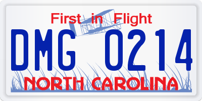 NC license plate DMG0214