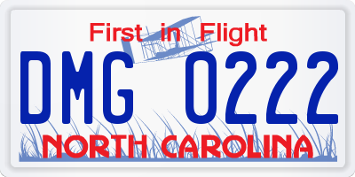 NC license plate DMG0222