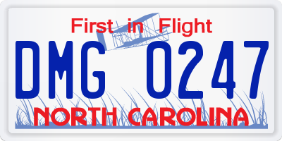 NC license plate DMG0247