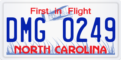 NC license plate DMG0249